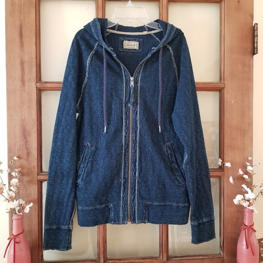 Mens Jeremiah Vintage Workwear Denim Hoodie